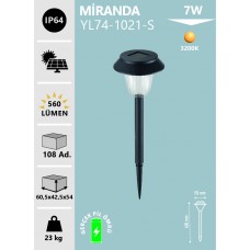 7W MİRANDA SOLAR BAHÇE ARMATÜRÜ (40 cm) BEYAZ